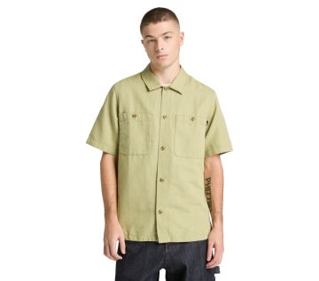 Men's Cotton-Linen Short-Sleeve Utility Shirt