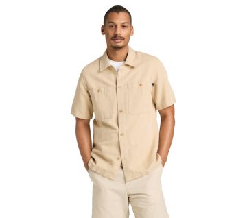 Men's Cotton-Linen Short-Sleeve Utility Shirt