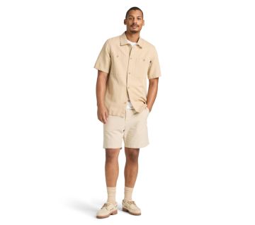 Men's Cotton-Linen Short-Sleeve Utility Shirt