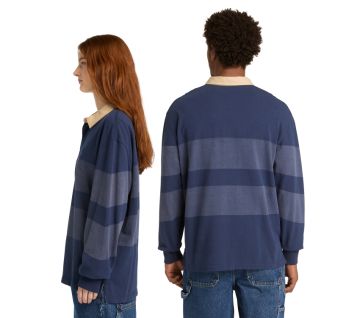 All Gender Long-Sleeve Striped Rugby Polo