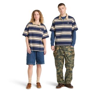 All Gender Striped Short-Sleeve Rugby Polo