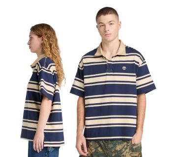 All Gender Striped Short-Sleeve Rugby Polo